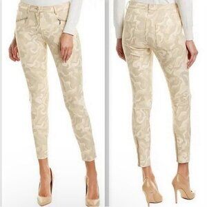 J McLaughlin Womens Baxter Moto Jeans Sz 10 Tan Cream Camo Regiment Skinny Slim